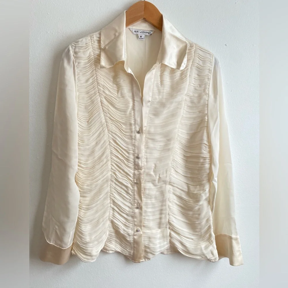 St. John Silk cream blusa - Picture 1 of 7